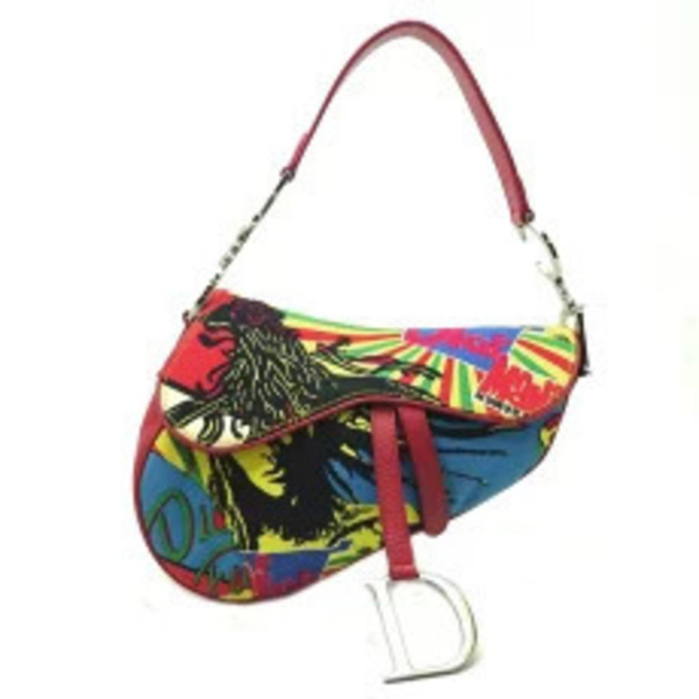 Christian Dior Saddle Bag Bob Marley Shoulder Canvas Red